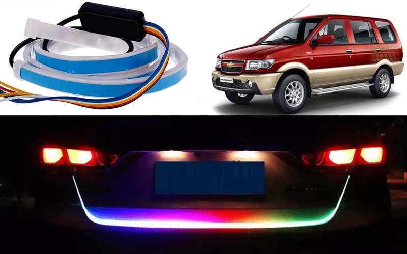 Selifaur 48Inch Ice Blue & Red DRL LED Brake with Side Turn Signal & Parking Indication Trunk | Boot | Dicky Light for Tavera Type-1 - Image 1