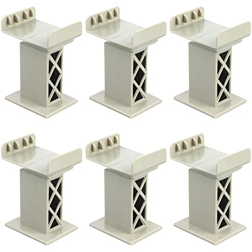 Ioffersuper 6 Pcs Train Bridge Pier Track Railway Accessories Multi Level Support Risers High Level Blocks Compatible All Major Brands, Grey Upgraded Version - Image 1