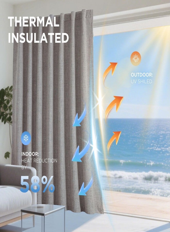 Joydeco 100% Black Out Curtains 108 inch Long 2 Panels Burg Natural Blackout Linen Drapes for Bedroom Living Room Darkening Curtain Thermal Insulated Back tab Rod Pocket(37x108 inch,Linen) - Image 4