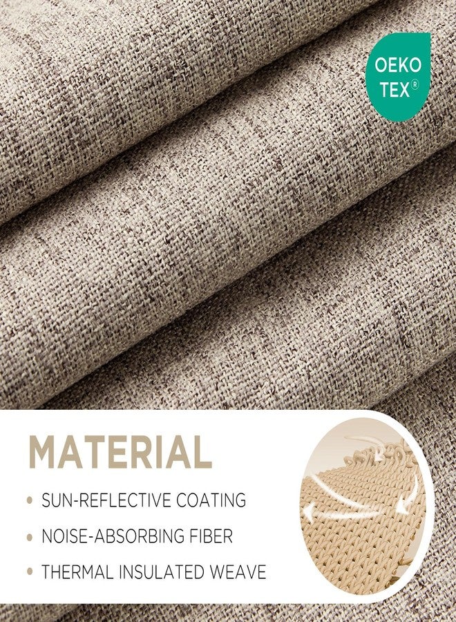 Joydeco 100% Black Out Curtains 108 inch Long 2 Panels Burg Natural Blackout Linen Drapes for Bedroom Living Room Darkening Curtain Thermal Insulated Back tab Rod Pocket(37x108 inch,Linen) - Image 2