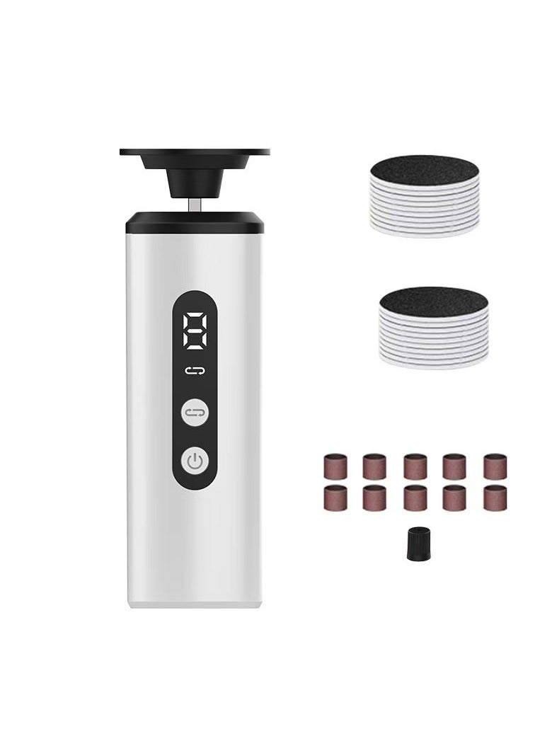 إيفرين مزيل مسامير القدمين الكهربائي، محمول 1200 مللي أمبير/ساعة قابل لإعادة الشحن، 1-9 إعدادات سرعة قابلة للتعديل، مبرد قدم كهربائي للباديكير المستقر والعناية بالأظافر، للاستخدام المنزلي وأثناء السفر (أبيض) - Image 1