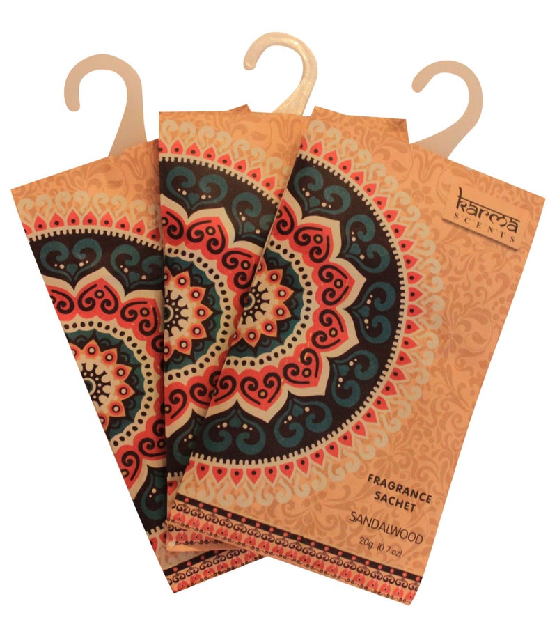 Utopia Scents Karma Scents Premium Sandalwood Scented Sachets for Drawers Closets and Cars Lovely Fresh Fragrance Lot of 12 Bags 