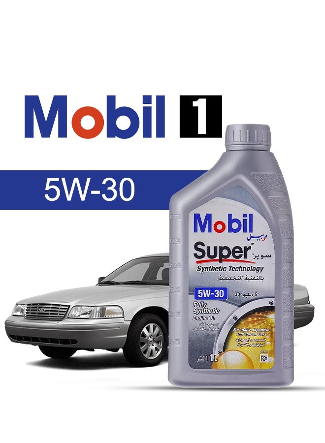 موبيل زيت محرك سيارة فورد، كراون فيكتوريا 2011 - 2003 - لزوجة 5w30 موبيل سوبر 6 لتر، مع فلتر زيت المحرك - 2003 2004 2005 2006 2007 2008 2009 2010 2011