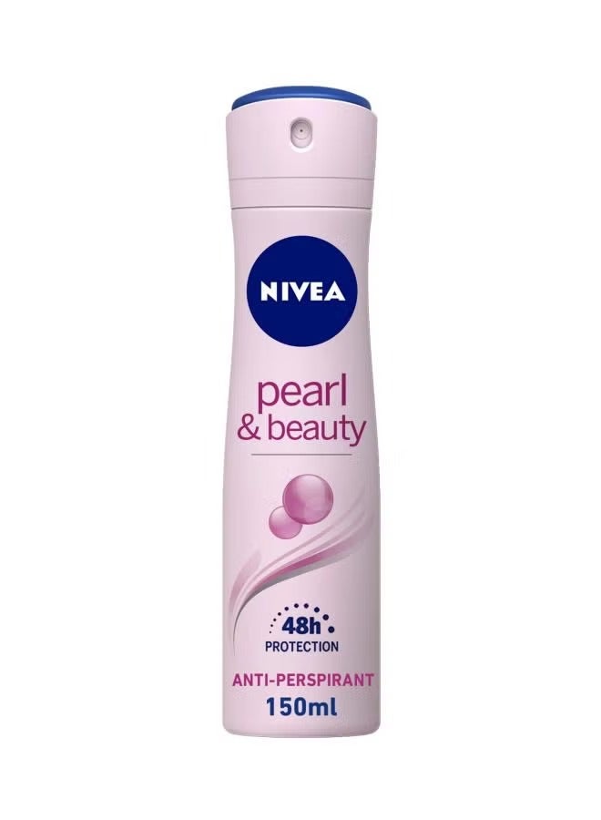 NIVEA Pearl & Beauty Antiperspirant Deodorant Spray for Women, Soft & Smooth, 48H Active Protection, 0% Alcohol, with Pearl Extract and Avocado Oil, 150ml