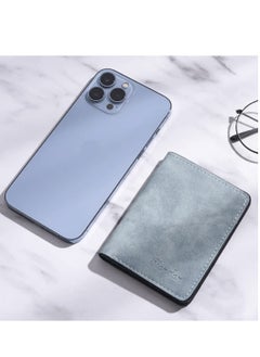 Generic Men's Wallet Ultra-thin Soft Short One Piece Multi-functional Youth Bank Card Flip Metal Vertical Bifold Wallet Card Holder Perfect Gift Choice  - Image 2