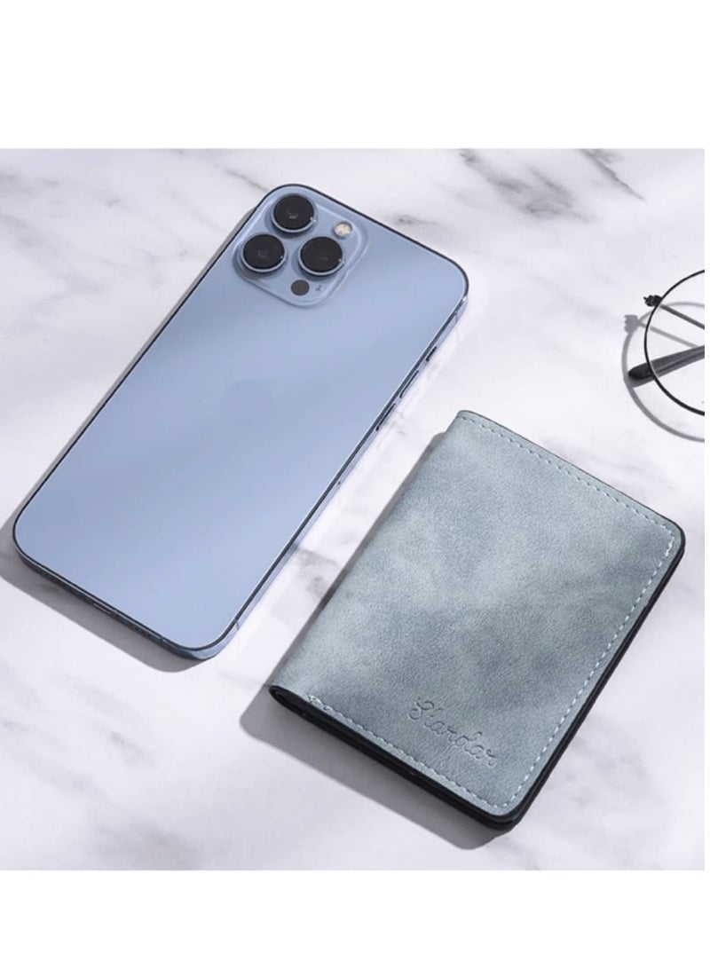 Men's Wallet Ultra-thin Soft Short One Piece Multi-functional Youth Bank Card Flip Metal Vertical Bifold Wallet Card Holder Perfect Gift Choice  - Image 2