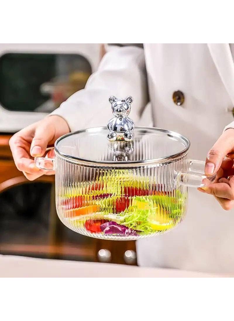 BLISS START BLISS START Casserole Dish with Glass Lid 1600ml Microwave Oven Safe Serving Containers for Dinner Sabzi Dal Roti Curry Direct Heat Glass Casserole With Lid Handle 1pc  - Image 2