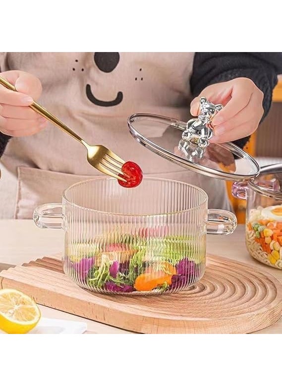 BLISS START BLISS START Casserole Dish with Glass Lid 1600ml Microwave Oven Safe Serving Containers for Dinner Sabzi Dal Roti Curry Direct Heat Glass Casserole With Lid Handle 1pc  - Image 5