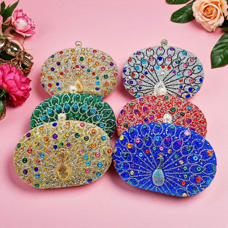 Peacock Diamond-Encrusted Clutch Bag, Retro Style Party Bag, Single Shoulder Crossbody Evening Bag, Export Diamond-Encrusted Design - Image 3