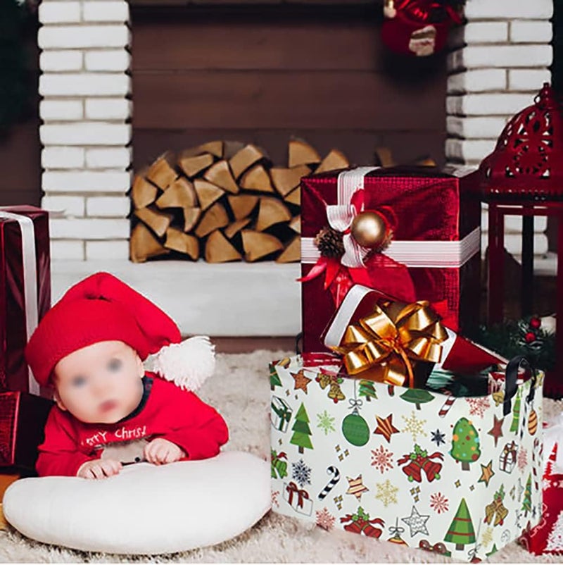 CLOCOR Rectangular Christmas Basket,Cute Pattern Christmas Gifts Basket Empty,Waterproof Christmas Storage Box with Handles,Kids Room Decor(Gift Basket) - Image 4
