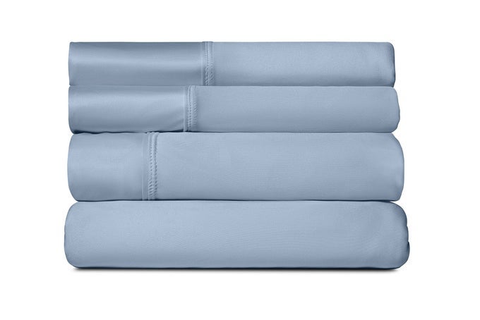 ACTIVE COMFORT COOLING SHEETS SET KINGCALIFORNIA KING BLUE SKY MOISTURE WICKING 1 FLAT COOLING SHEET 1 FITTED COOLING SHEET 2 COOLING PILLOW COVERS WRINKLE FREE SLEEP AID