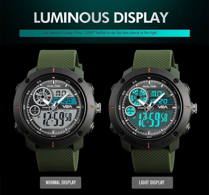 V2A Analogue-Digital Black Dial Men's & Boy's Watch - Skm-1361 - Image 5