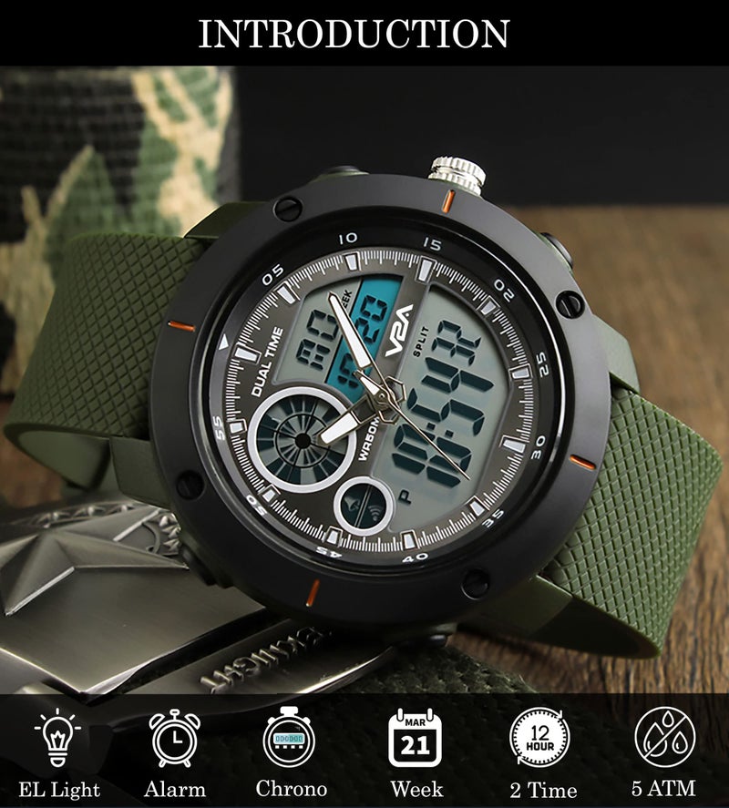 V2A Analogue-Digital Black Dial Men's & Boy's Watch - Skm-1361 - Image 2