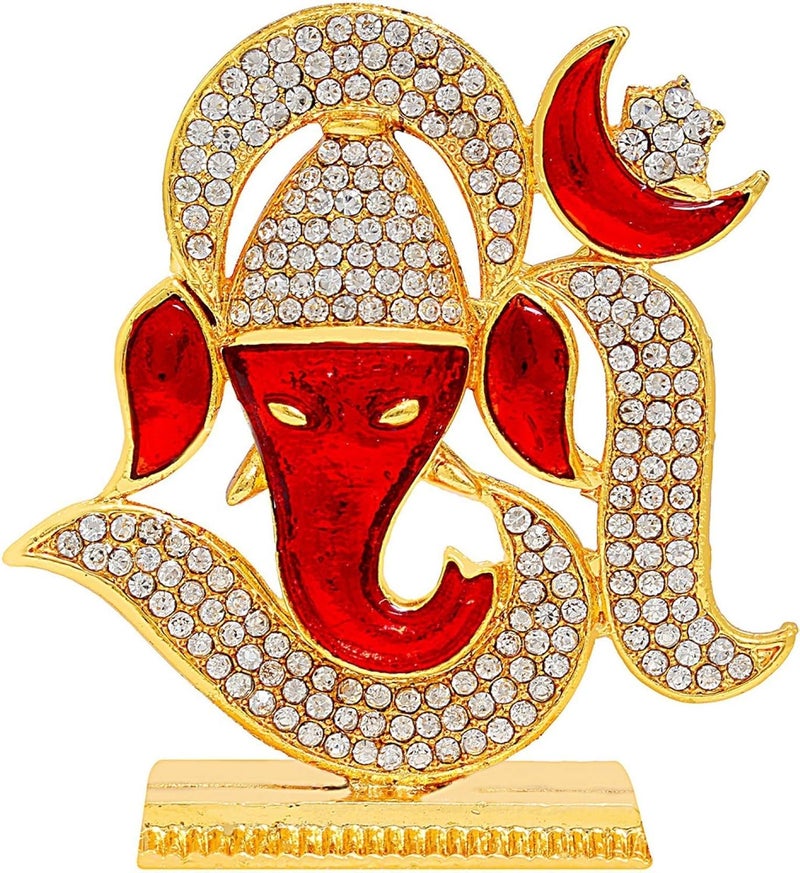 GCT OM Ganesh Idol OM Ganesha Statue Ganpati Vinayaka Murti B124 Maroon Metal Statue for Home Dcor Car Dashboard Mandir Pooja Murti Temple Puja Office Table Showpiece - Image 1
