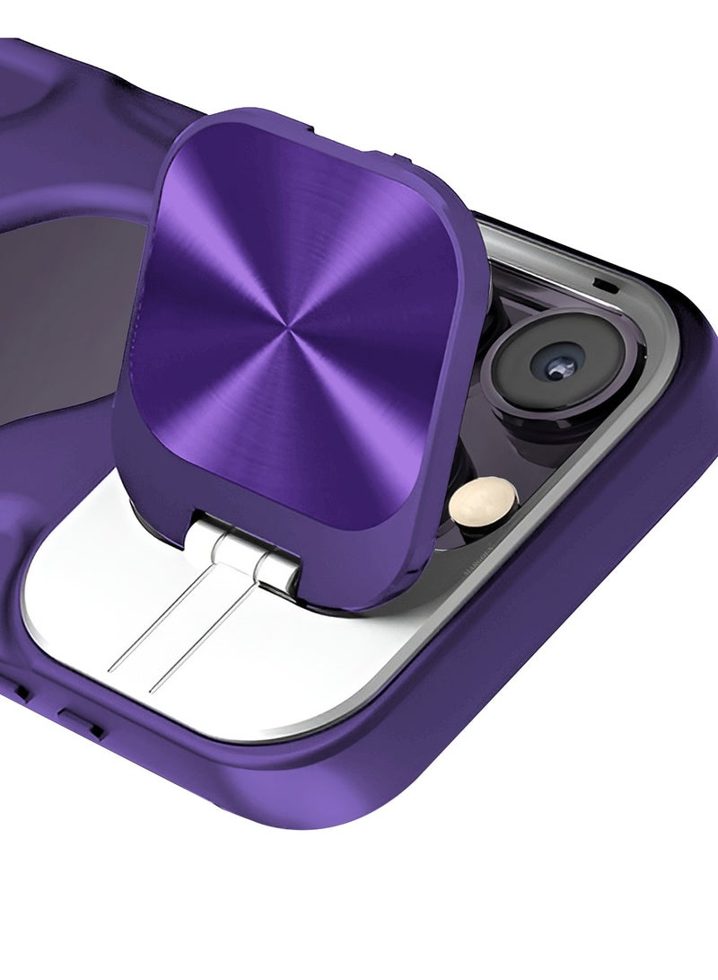 CATANES Slim Soft Case for iPhone 14 Pro Max - TPU Shockproof Case with Lens Protection Kickstand and Logo View Window - Dark Purple - Image 3