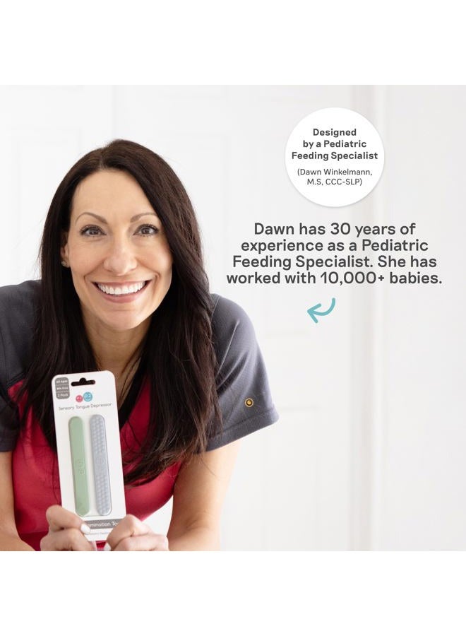 ezpz Baby Toothbrush - Silicone Baby-Led Toothbrush for Infants 3+ Months - 100% Food-Grade Infant Gum & First Teeth Cleaner with Sensory Bumps & Bristles On Both Sides, Easy-Grip Handle (Sage) - Image 3