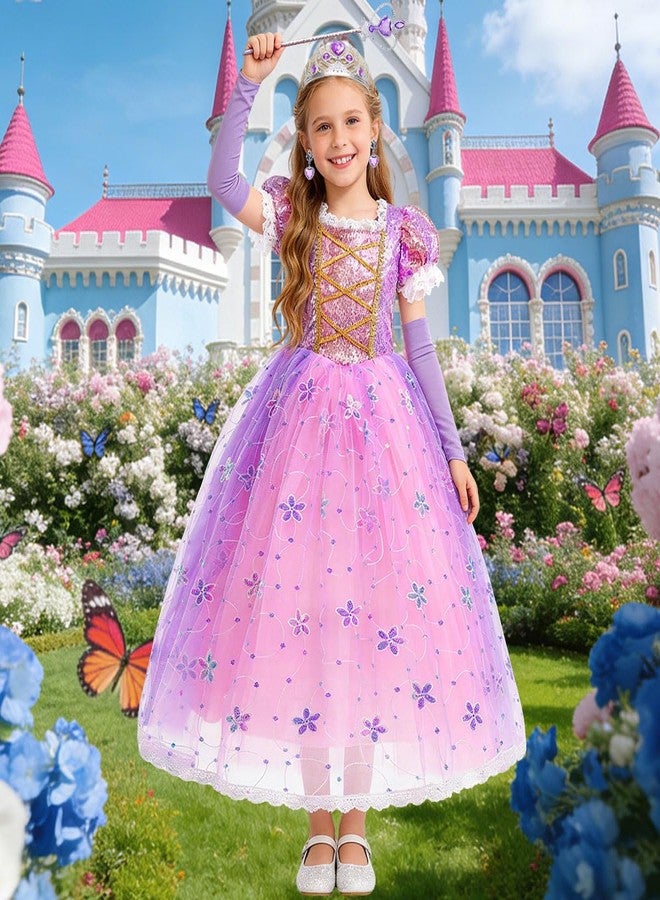 Luzlen Little Girls Princess Costume Kids Fancy Purple Dress for Halloween Party Christmas Carnival, 4-5 Years(Label 120) - Image 4