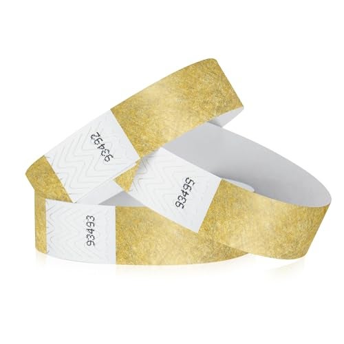 Wristco 1,000 WristCo Tyvek Metallic Gold Wristbands for Events – Tamper-Proof Design Prevents Reuse – Premium-Grade Bracelets for Hospital & Medical ID, Party, Concert Entry, VIP Identification - Image 1