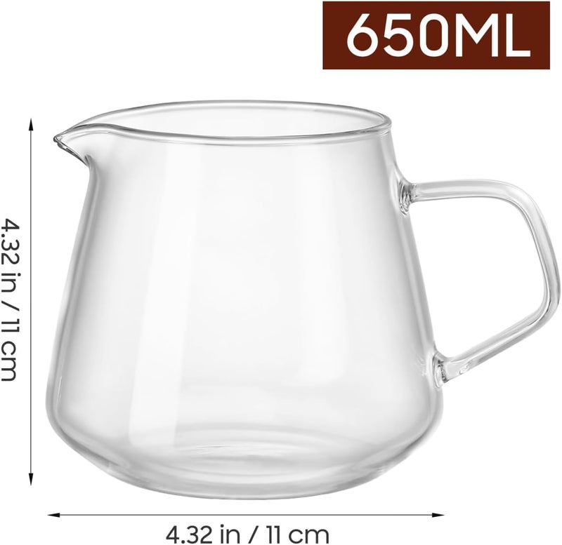 Veemoon Hand Pour Coffee Maker Glass Coffee Server Latte Art Pitcher Home Carafe Cup Server Simple Drinks Dispenser Clear Maker(650 ML) - Image 2