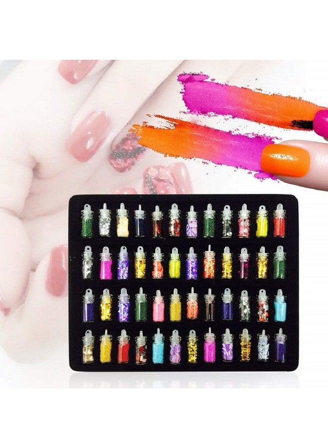 Trendy Club 3D Glitter Powder Manicure Set For Nail Decoration (Multicolour) Pack Of 48 Bottles  - Image 2