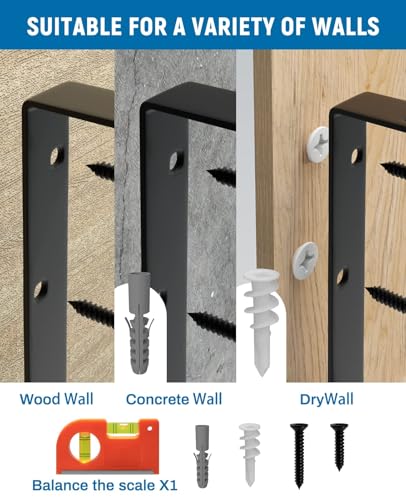 LEOPO 12-Pack 9 Inch Heavy Duty Shelf Brackets, Large Floating Wall Bracket for Garage Storage Shelves, Black Powder-Coated Finish, Load Capacity 800lbs - Image 5
