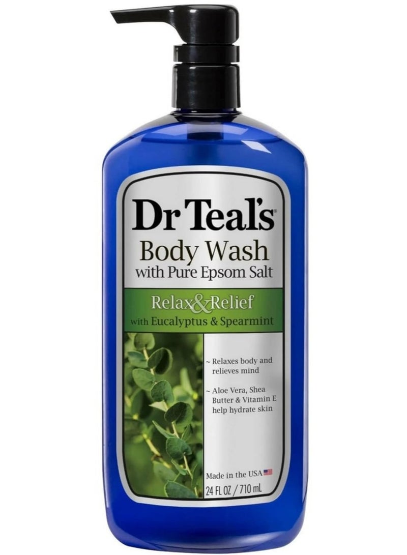 Dr. Teals Dr. Teal's Body Wash with Pure Epsom Salt, Relax & Relief with Eucalyptus & Spearmint | Shower Gel 710ml - Image 1