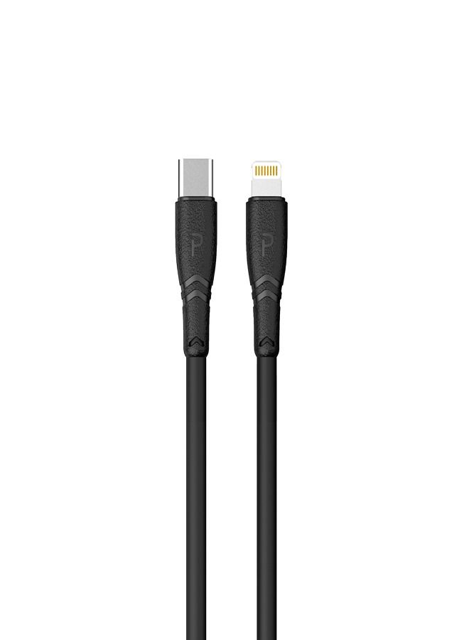 باوا PVC 20W بيانات وشحن سريع USB-C إلى كابل Lightning 2m / 6.5ft - أسود - Image 1