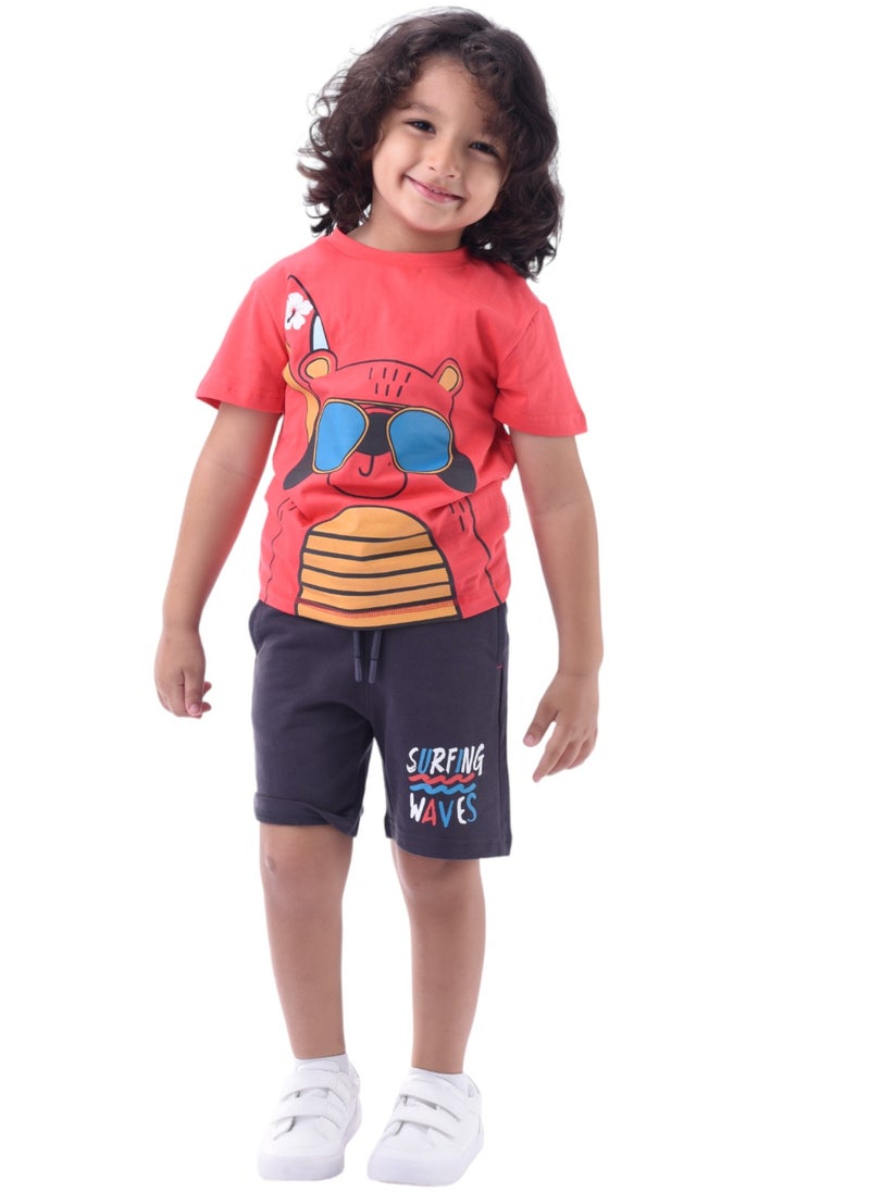 Kids Boys 2-Piece Set - T-Shirt & Shorts Set- Rust & Grey - pzsku/ZD3857C2DA78853D0BF1BZ/45/_/1708584192/80fb6886-ea55-4462-8de4-bf6c61e600d2