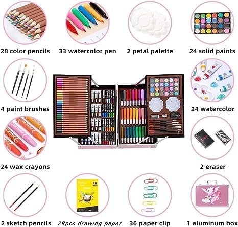 Ixora Plastic New 145 Pencils for Beginners Pro Artists Drawing Art Sketching and Colouring Set Art Sets For Kids (PINK) - Image 2