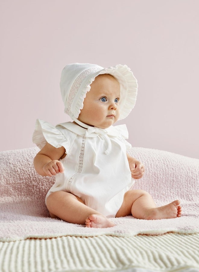 Mud Pie Children's Ivory Smocked Bonnet; NB-3M - Image 2
