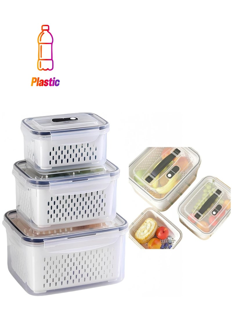 Joyelink Outdoor Handheld Picnic Box - Field Fruit & Vegetable Organiser - Picnic Double Drainer - Berry Organiser - Fresh Food Organiser - Food Organiser with Lid - Fruit Organiser with Strainer - Fridge Fruit & Food Organiser Set - Image 1