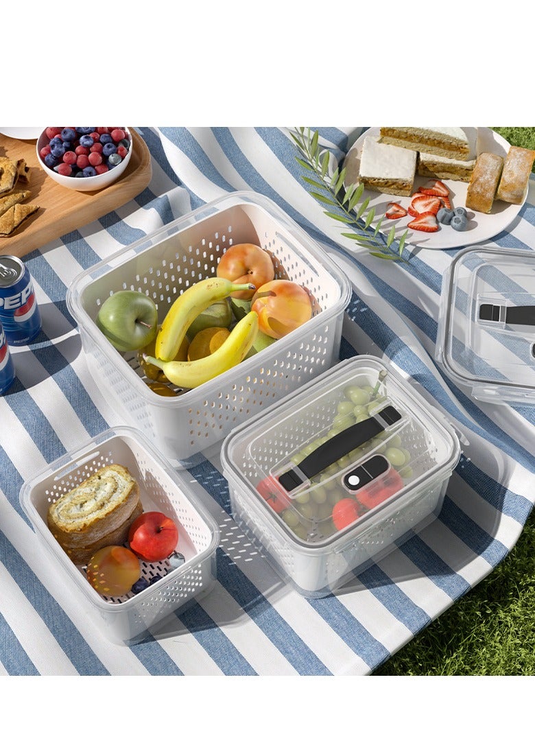Joyelink Outdoor Handheld Picnic Box - Field Fruit & Vegetable Organiser - Picnic Double Drainer - Berry Organiser - Fresh Food Organiser - Food Organiser with Lid - Fruit Organiser with Strainer - Fridge Fruit & Food Organiser Set - Image 3