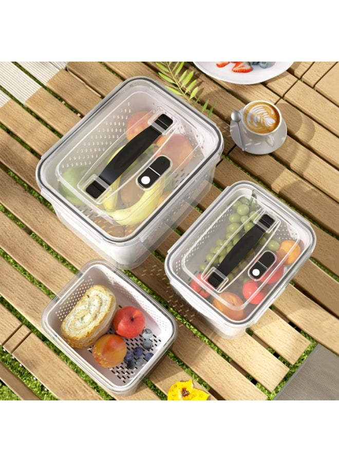 Joyelink 3 Pack Large Fruit Storage Containers for Fridge with vent holes and handle，Airtight Food Storage Containers Keep Fruits, Vegetables, Berry, Fresh longer,BPA-free Fridge Storage Container with Lid - Image 1