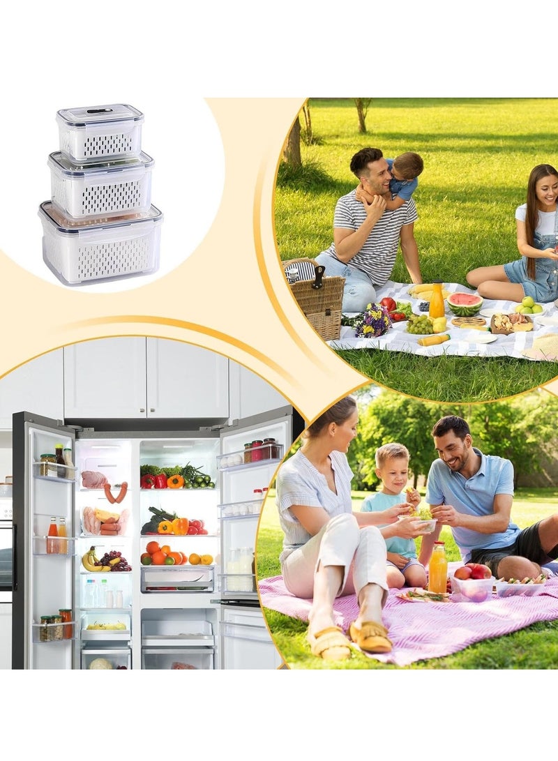 Joyelink 3 Pack Large Fruit Storage Containers for Fridge with vent holes and handle，Airtight Food Storage Containers Keep Fruits, Vegetables, Berry, Fresh longer,BPA-free Fridge Storage Container with Lid - Image 3