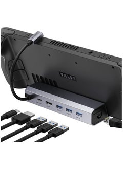 Docking Station Compatible with Steam Deck, 6 in 1 Steam Deck Dock with HDMI 2.0 4K 60Hz, Gigabit Ethernet, 3 USB-A 3.0 and Full Speed Charging USB-C Port Compatible with Valve Steam Deck