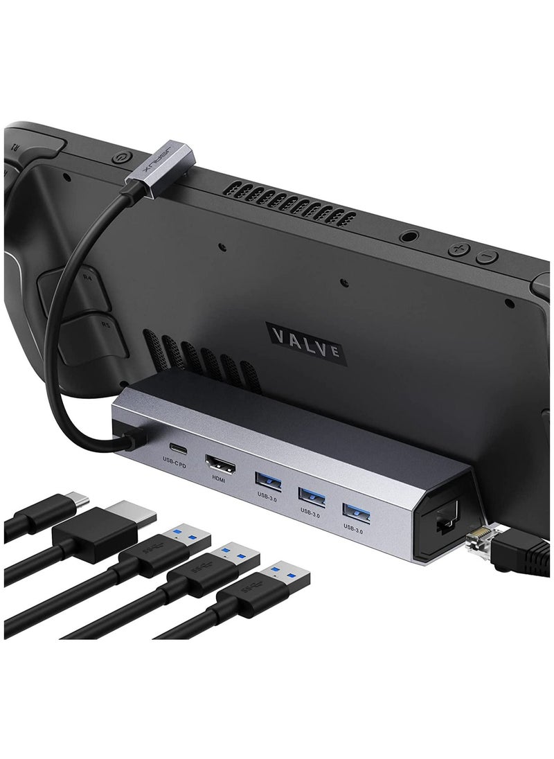 JSAUX - Docking Station Compatible with Steam Deck, 6 in 1 Steam Deck Dock with HDMI 2.0 4K 60Hz, Gigabit Ethernet, 3 USB-A 3.0 and Full Speed Charging USB-C Port Compatible with Valve Steam Deck - Image 1