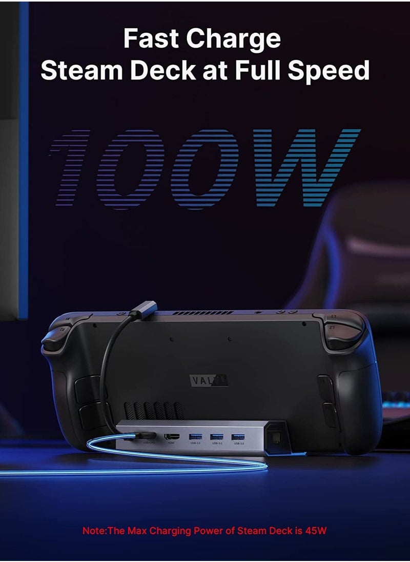 JSAUX - Docking Station Compatible with Steam Deck, 6 in 1 Steam Deck Dock with HDMI 2.0 4K 60Hz, Gigabit Ethernet, 3 USB-A 3.0 and Full Speed Charging USB-C Port Compatible with Valve Steam Deck - Image 1