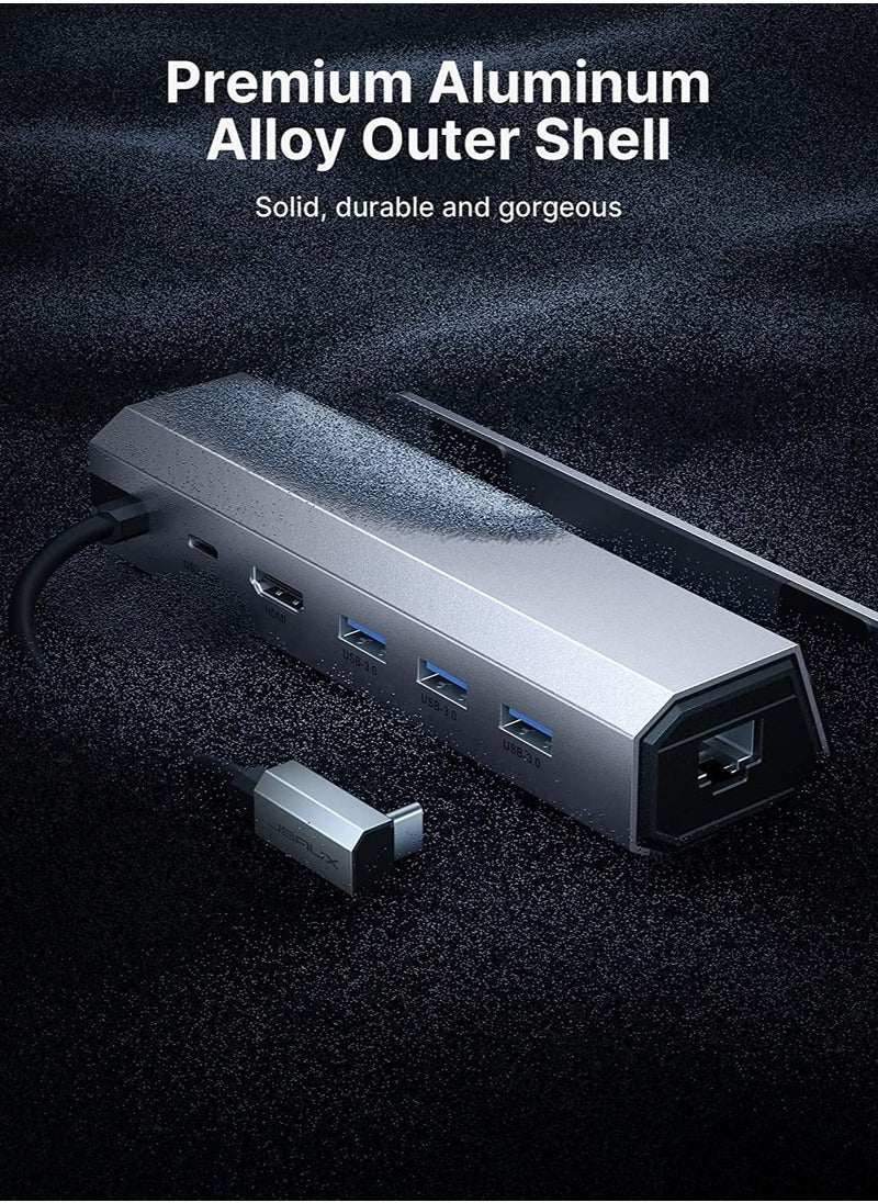 JSAUX - Docking Station Compatible with Steam Deck, 6 in 1 Steam Deck Dock with HDMI 2.0 4K 60Hz, Gigabit Ethernet, 3 USB-A 3.0 and Full Speed Charging USB-C Port Compatible with Valve Steam Deck - Image 1
