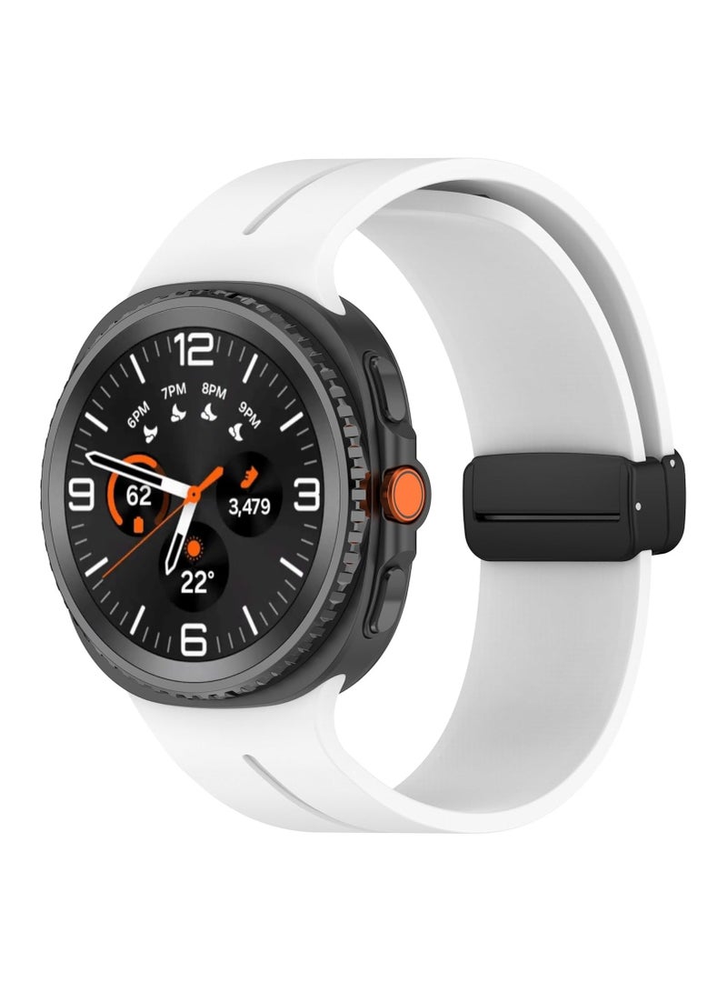 O Ozone Sport Band For Samsung Galaxy Watch 8 40mm/44mm/Classic 46mm , Soft Silicone Strap with Magnetic Buckle for Men Women- White - Image 1