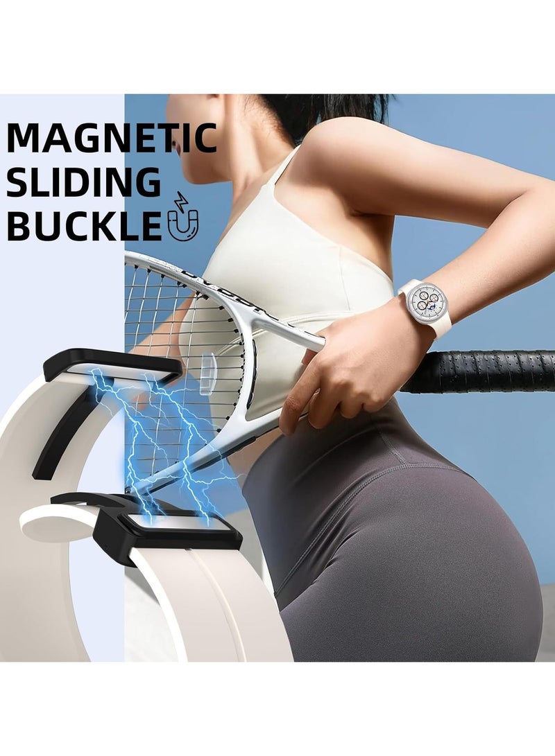 O Ozone Sport Band For Samsung Galaxy Watch 8 40mm/44mm/Classic 46mm , Soft Silicone Strap with Magnetic Buckle for Men Women- White - Image 4