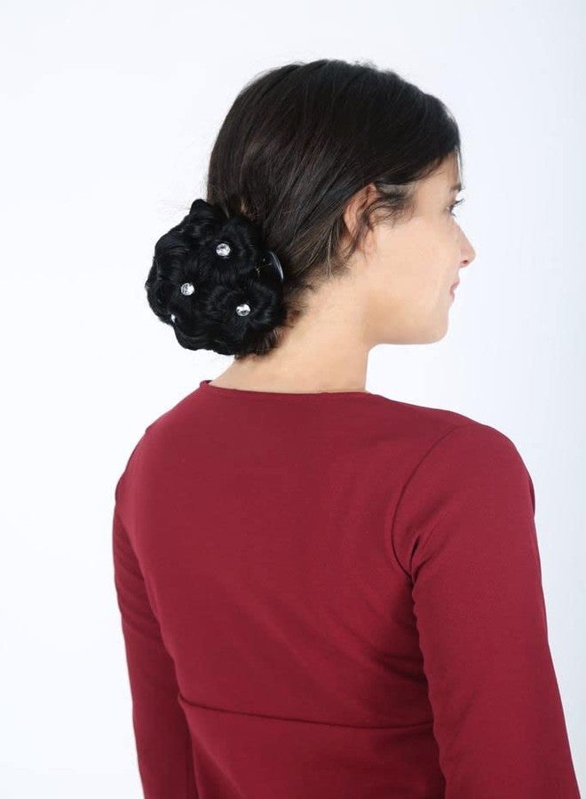 La Belleza women's hair clutchers stones Juda bun with artificial Synthetic hair Extension Natural Black New Brand - Image 5