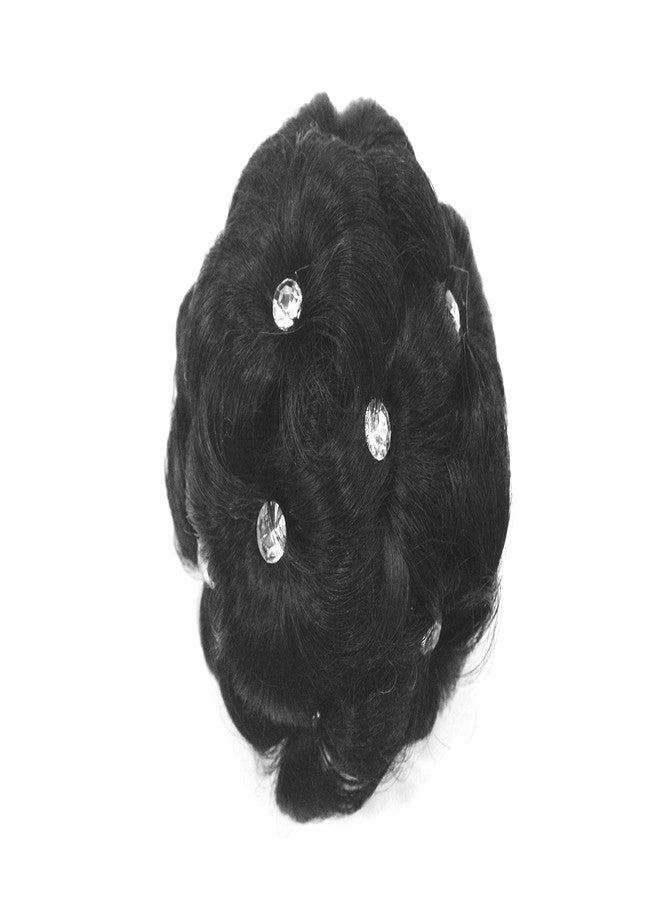 La Belleza women's hair clutchers stones Juda bun with artificial Synthetic hair Extension Natural Black New Brand - Image 1