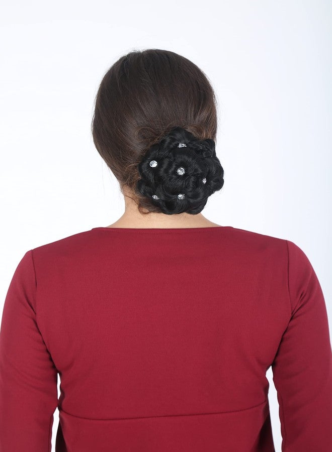 La Belleza women's hair clutchers stones Juda bun with artificial Synthetic hair Extension Natural Black New Brand - Image 2