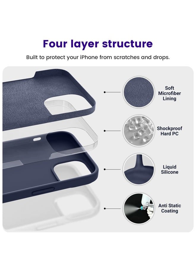 OTOFLY Designed for iPhone 14 Case, Silicone Shockproof Slim Thin Phone Case for iPhone 14 6.1 inch (Midnight Blue) - Image 2