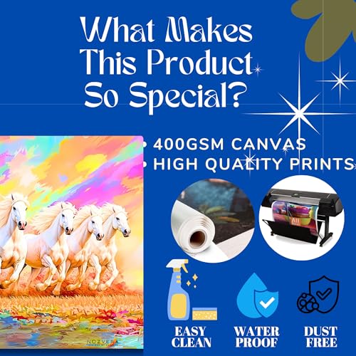 Nozvera Seven Horses Painting – 24 x 18 Inch 400 GSM 7mm MDF Canvas Wall Frame | 7 Horse Painting For Vastu | Modern Wall Decor for Bedroom, Living Room, Office & Home Decoration - Image 4