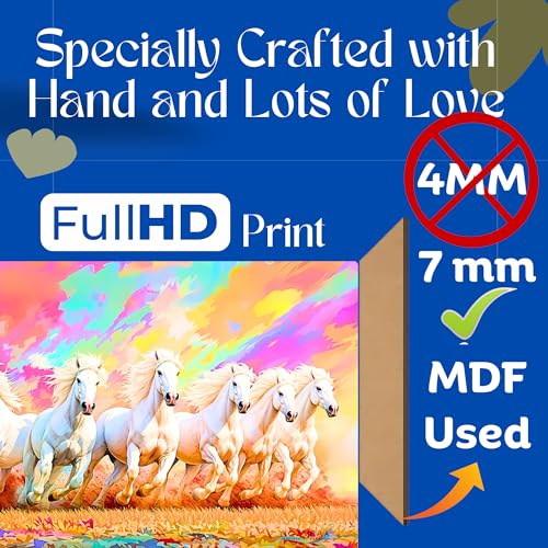 Nozvera Seven Horses Painting – 24 x 18 Inch 400 GSM 7mm MDF Canvas Wall Frame | 7 Horse Painting For Vastu | Modern Wall Decor for Bedroom, Living Room, Office & Home Decoration - Image 3
