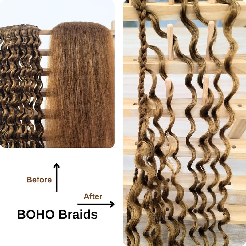 Leticia Honey Blonde Boho Hair for Braiding Color 27 Braiding Hair Pre Stretched Hypoallergenic Synthetic Knotless ez Braid Crochet Boho Braids Itch Free Non Toxic 26 Inch - Image 4