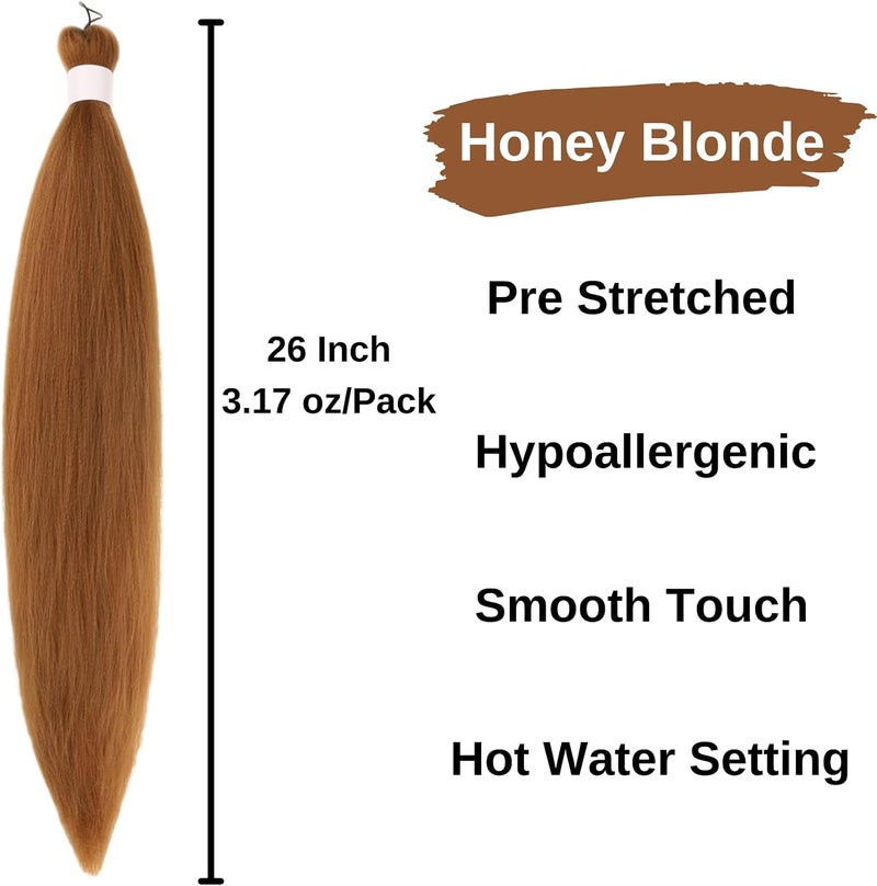 Leticia Honey Blonde Boho Hair for Braiding Color 27 Braiding Hair Pre Stretched Hypoallergenic Synthetic Knotless ez Braid Crochet Boho Braids Itch Free Non Toxic 26 Inch - Image 2