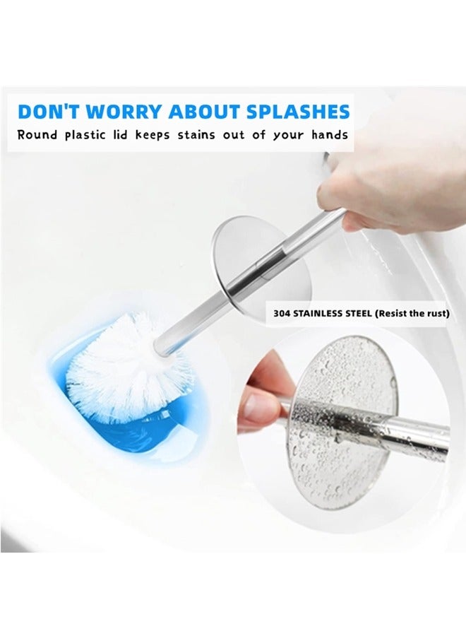 Beauenty Toilet Brush with Holder,2 Pack Toilet Brush and Holder Set,304 Stainless Steel Long Handle, 360° Deep Cleaning,Ergonomic Design,Toilet Bowl Brush for Bathroom(White) - Image 4