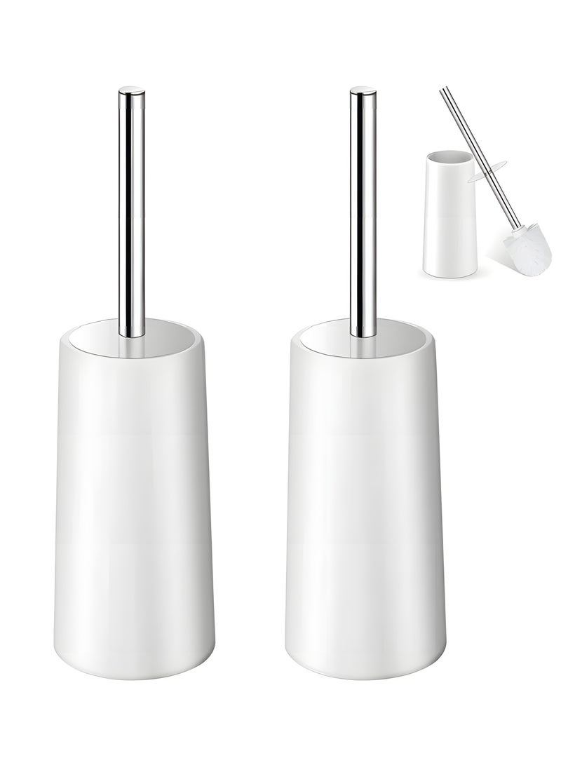 بيوينتي فرشاة مرحاض مع حامل - 2 قطعة مجموعة فرشاة وحامل مرحاض - مقبض طويل من الفولاذ المقاوم للصدأ 304 - تنظيف عميق 360° - تصميم مريح - فرشاة وعاء المرحاض للحمام (أبيض) - Image 1